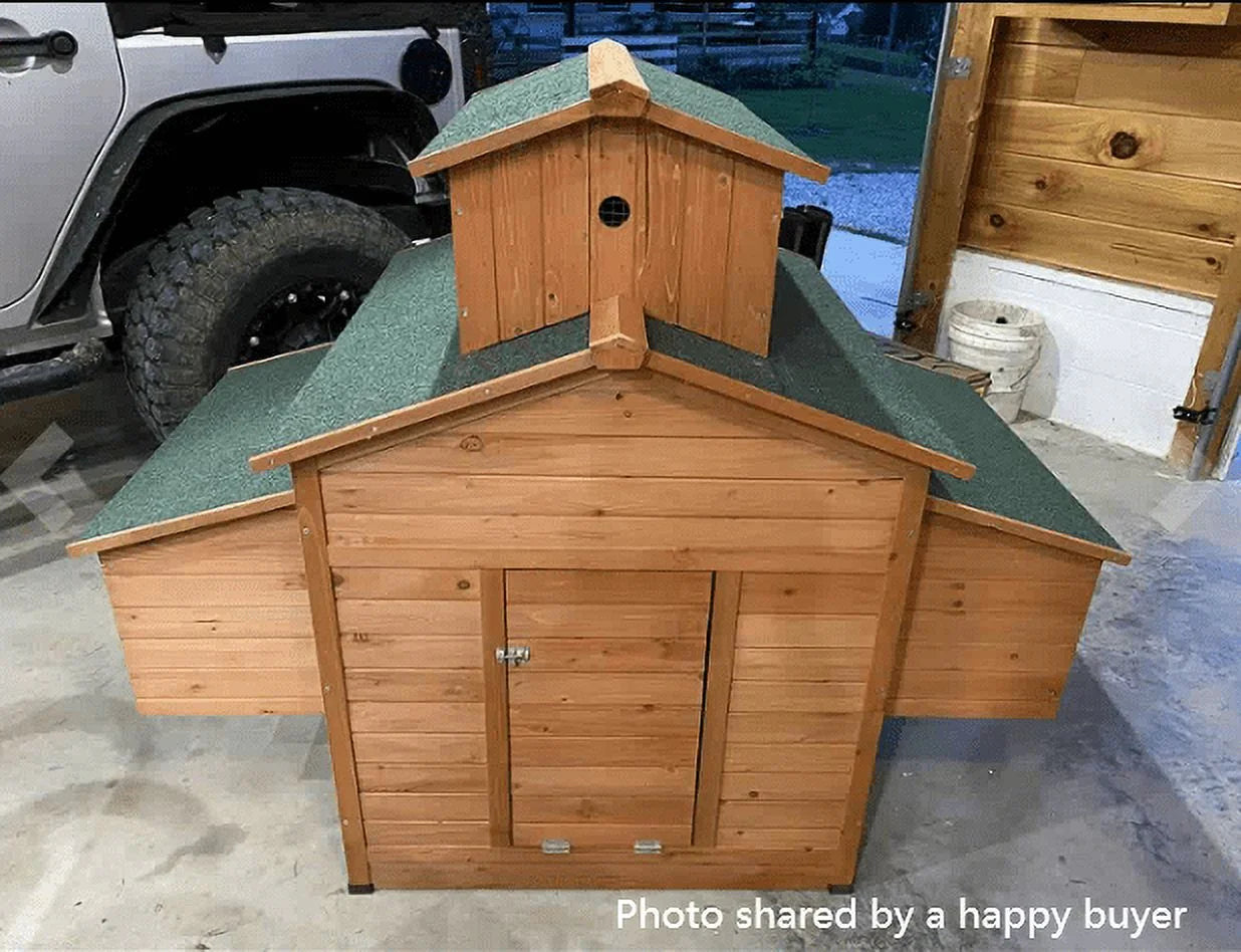 Deluxe Large Wood Chicken Coop Backyard Hen House 6-10 Chickens with 6 Nesting Box
