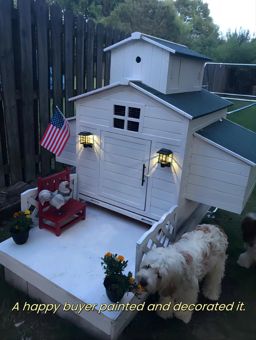 Deluxe Large Wood Chicken Coop Backyard Hen House 6-10 Chickens with 6 Nesting Box