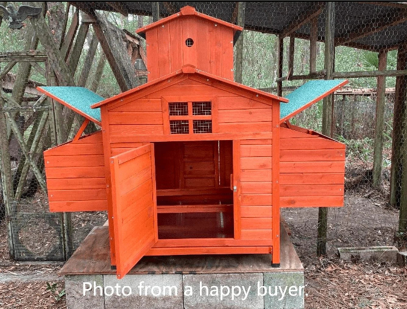 Deluxe Large Wood Chicken Coop Backyard Hen House 6-10 Chickens with 6 Nesting Box