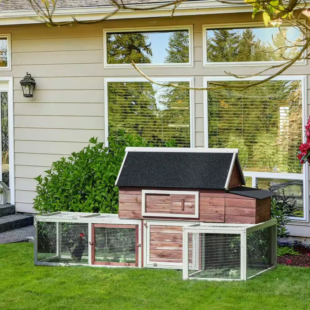 Wooden Red 0.0005 -Acre In-Ground Chicken Fence Large Chicken Coop Customizable Poultry Fencing, Hen Cage