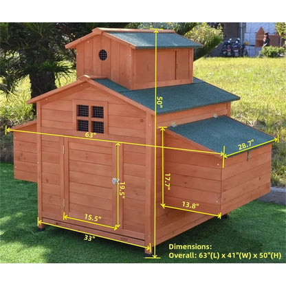 Deluxe Large Wood Chicken Coop Backyard Hen House 6-10 Chickens with 6 Nesting Box
