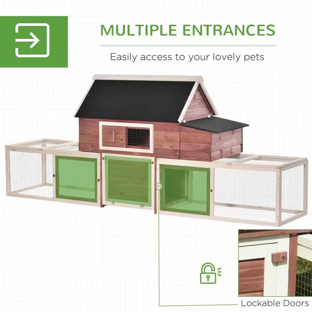 Wooden Red 0.0005 -Acre In-Ground Chicken Fence Large Chicken Coop Customizable Poultry Fencing, Hen Cage