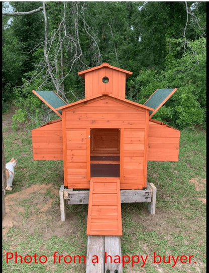 Deluxe Large Wood Chicken Coop Backyard Hen House 6-10 Chickens with 6 Nesting Box
