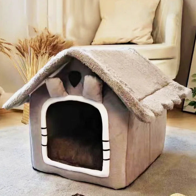 Cat /Dog Bed Foldable Pet Sleepping Bed Removable and Washable Cat House Kennel for Dog House Indoor Cat Nest