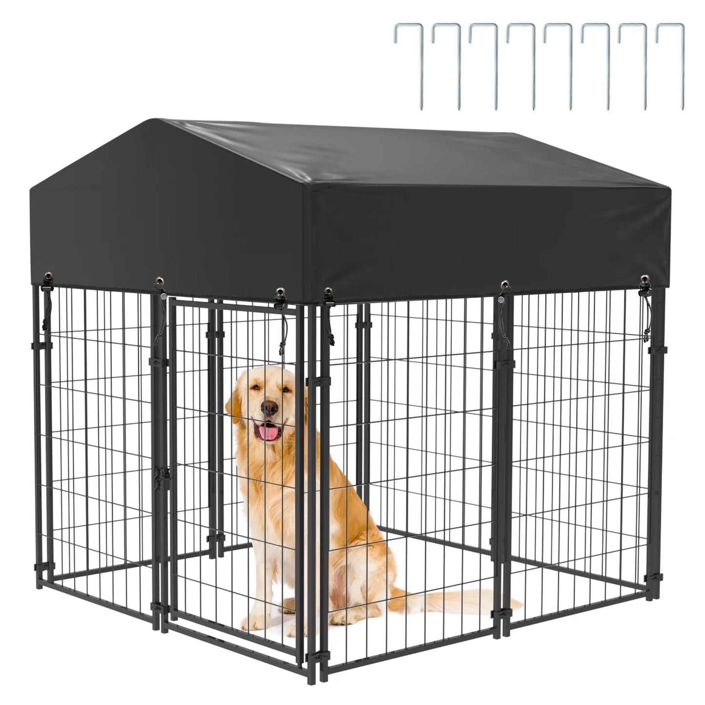 Playpen Welded Wire Dog Kennel W/ Cover, 4.2 Ft. X 4 Ft. X 4.4 Ft